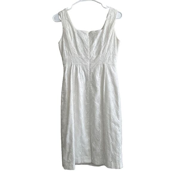Antonio Melani Cocktail White Dress Mini Tank Keyhole Ruffle V-Neck Zipper Sz 2 - Picture 2 of 16